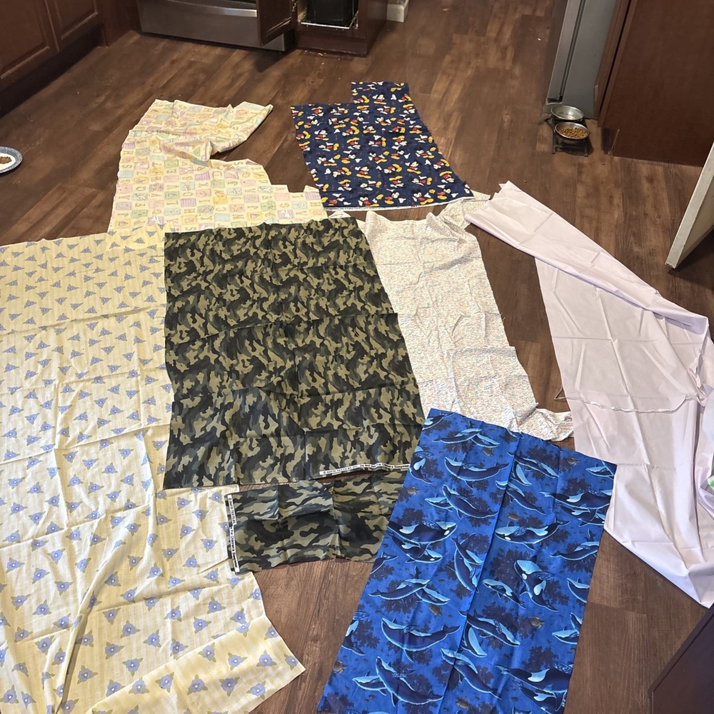 Lot of Cotton Quilting Fabric Mickey Mouse Thomas Camo Floral Prints Scrap Lot